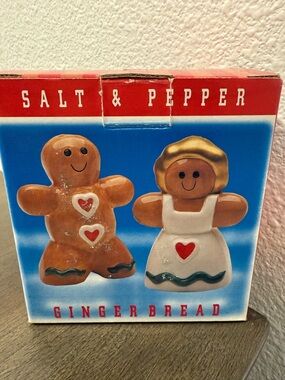 Gingerbread Salt & Pepper Shakers - Red, White, Brown